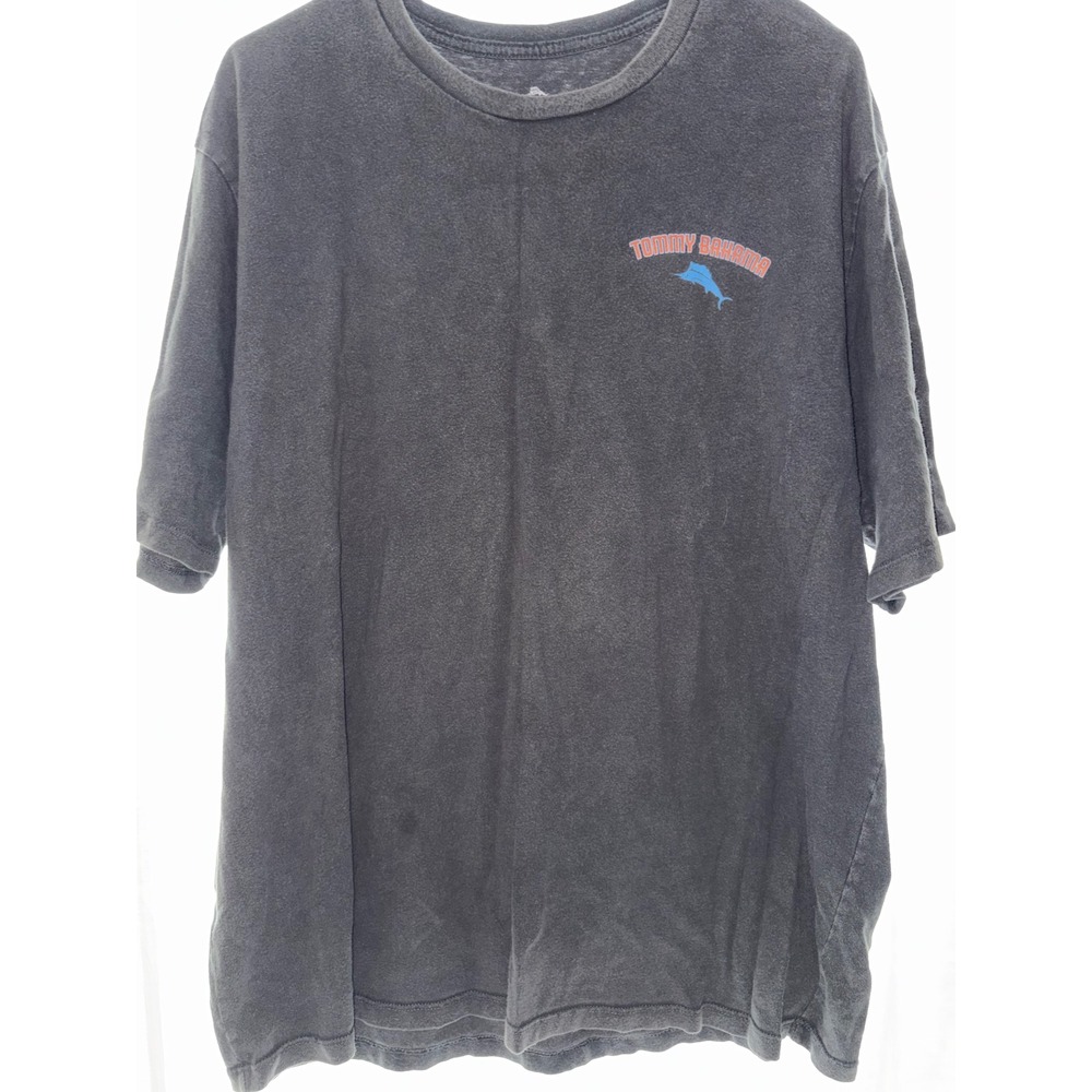 Tommy Bahama Relax Mens XL Wingin It Parrot Beach Graphic T-Shirt Faded Black
